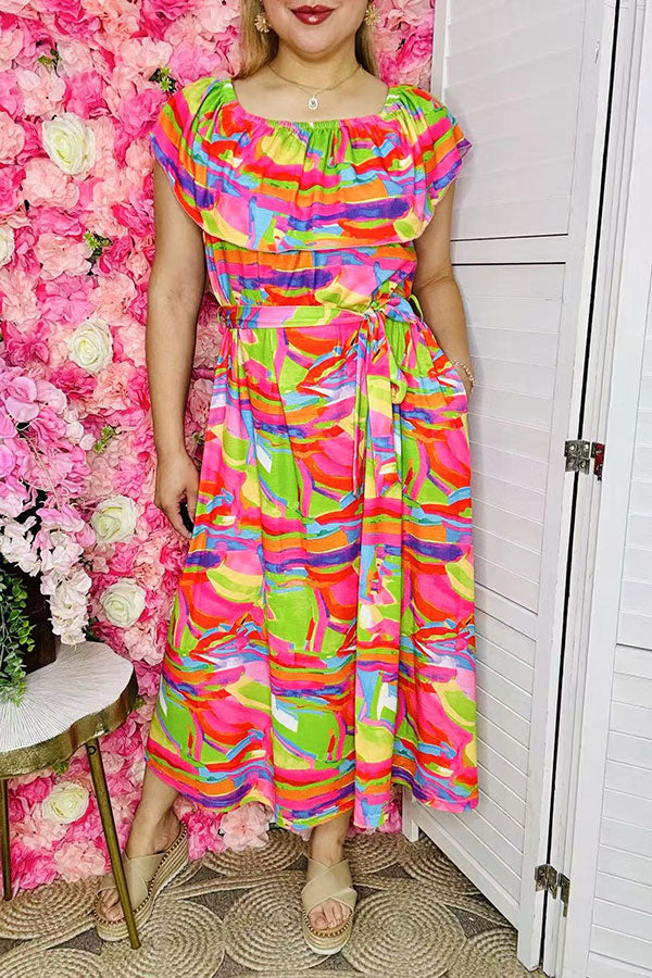 Women's dress suppliers Multi color off shoulder lady's maxi dress GJQ16037 (AS5)