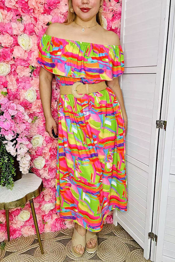 Women's dress suppliers Multi color off shoulder lady's maxi dress GJQ16037 (AS5)