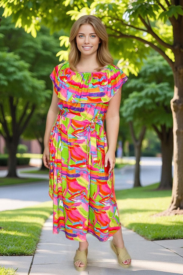 Women's dress suppliers Multi color off shoulder lady's maxi dress GJQ16037 (AS5)
