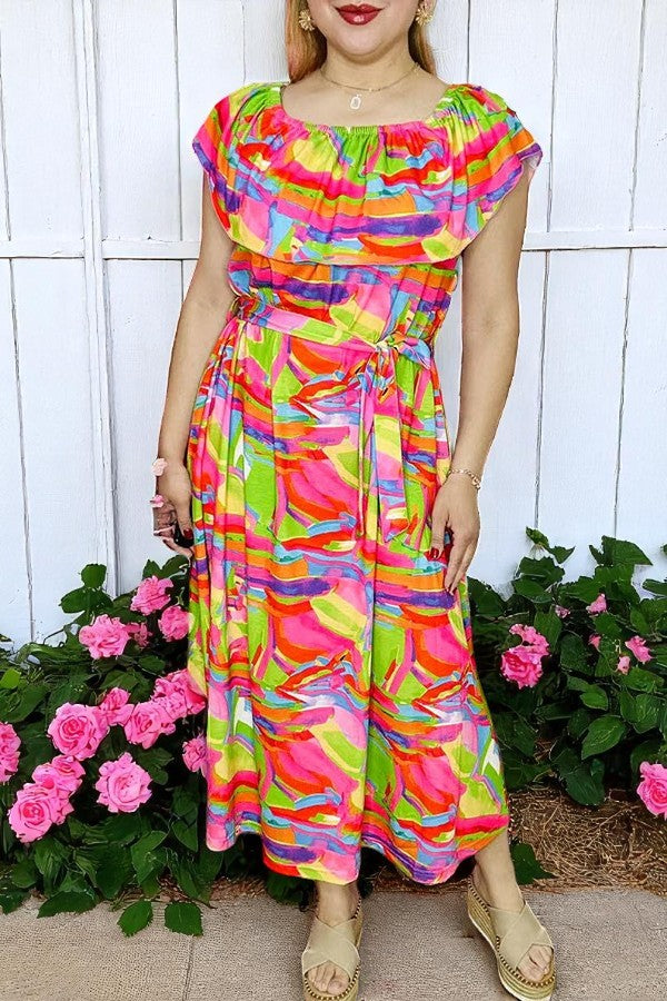 Women's dress suppliers Multi color off shoulder lady's maxi dress GJQ16037 (AS5)