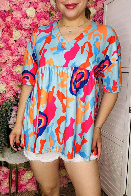 Buy Multi color prints baby doll & short sleeve women blouse BQ15955 (BS3)