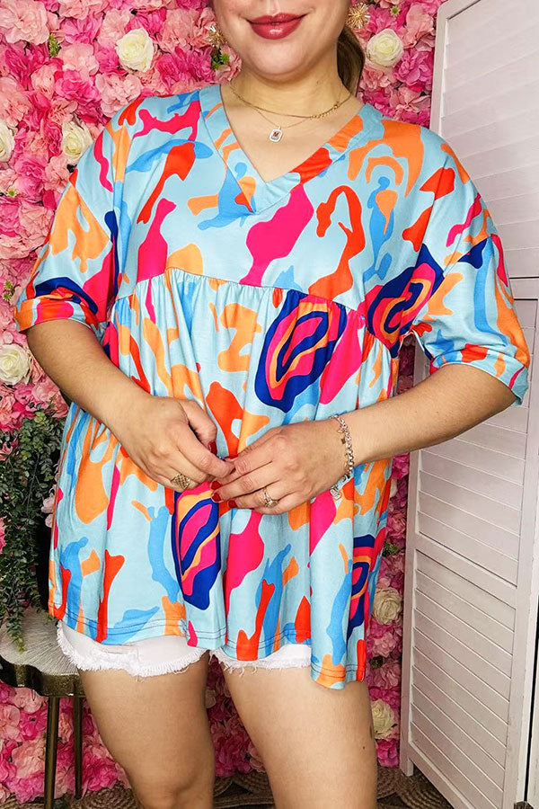 Buy Multi color prints baby doll & short sleeve women blouse BQ15955 (BS3)